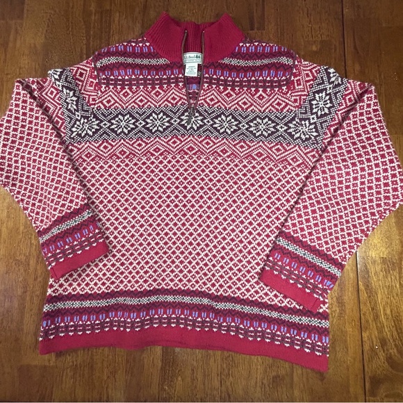 L.L. Bean Sweaters - LL Bean Vintage Women’s L Reg Fair Isle Nordic 100% Lamb Wool Sweater